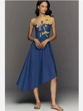 Yukiko Noritake x Anthropologie Asymmetric Floral Midi Dress